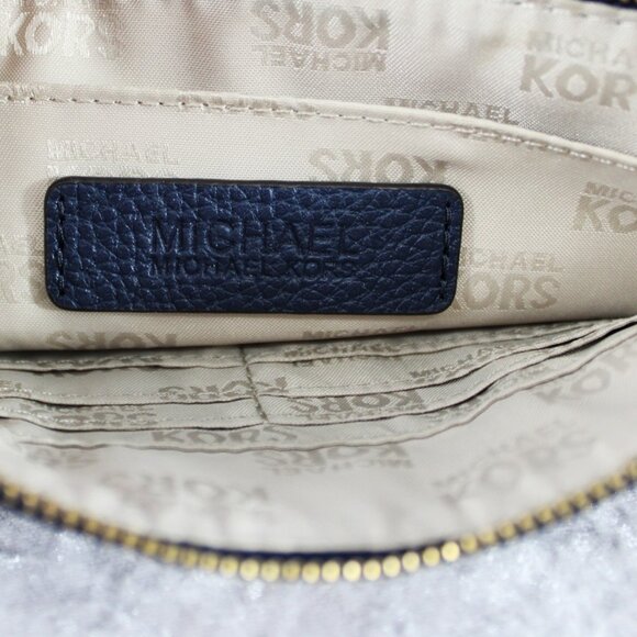 Michael Kors Pebble Leather Navy Wristlet with Gold Logo & Card Slots - Picture 5 of 5